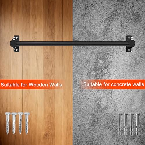 Wall Mount Pull Up Bar, Heavy Duty Steel PullUp Bar Fits 16", 24" & 32" Wood Studs, for Home Gym Garage Basement Strength Training Chin Up Bar with Round Anchors