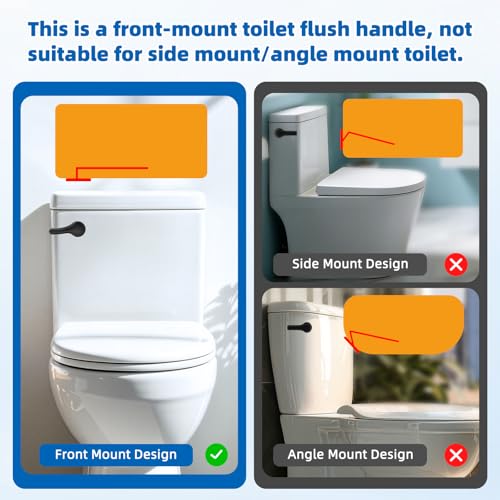 Hibbent Metal Front Mount Toilet Handle Replacement Kit, Matte Black | Upgraded Metal Flush Lever, Universal Toilet Flush Handle Fit Front Tanks, Stainless Steel Flapper Chains, 4 Adjustable Holes - color: Matte Black, style: Classic