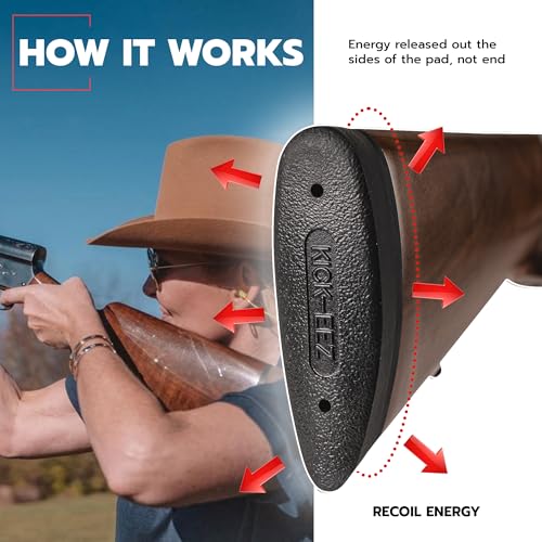 KICK-EEZ All-Purpose Grind to Fit Recoil Pad for Rifle & Shotguns | Up to 94% Recoil Reduction | Screw-On Sorbothane Buttstock Pad | Shotgun Accessories