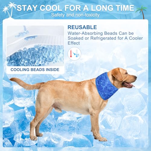 BEAUTYZOO Dog Cooling Bandana for Medium Large Dogs, 2 Pack Instant Cooling Bandanas Breathable Cooling Ice Towel Neck Wraps, Pet Scarf Keep Dogs Cool in Hot Summer,Shark S - color: Shark + Ripple Blue, size: Small(Neck Girth:9-15in)