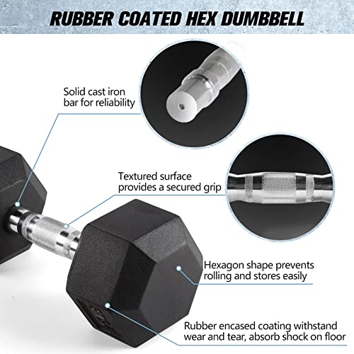 RitFit Rubber Coated Hex Dumbbell Set with Rack, 5-780LB for Home Gym Strength Training, Anti-Slip Knurled Handle, Hexagon Anti-Roll, Heavy-Duty Storage Rack - style: 60 LB Set (5-15LB)