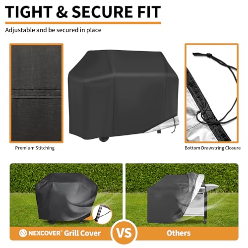 NEXCOVER Grill Cover, BBQ Cover 55 inch,Waterproof BBQ Grill Cover,Fade Resistant Gas Grill Cover, Barbecue Grill Covers, Fits Grill of Weber, Brinkmann, Nexgrill, Black Grill Cover for Outdoor Grill. - size: 55"