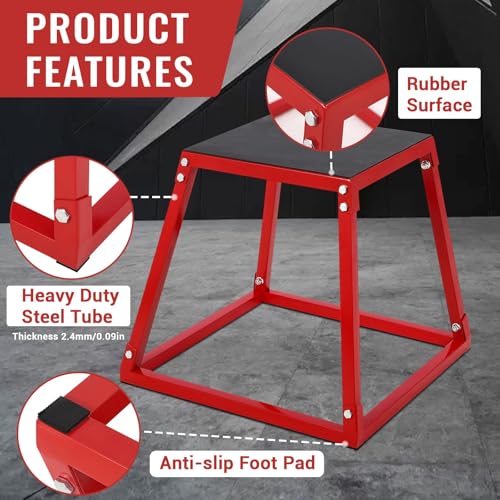 Plyometric Jump Box, Jumping Trainers Heavy-Duty Steel Plyo Boxes with Rubber Pad for Home Gym, Jump Platforms Step Up Box, Conditioning Strength Training 12"/18"/24"/30" - size: 12+18+24 Inch
