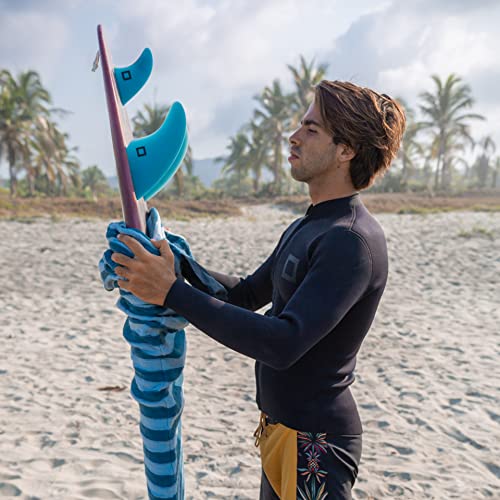 Surf Squared Surfboard Sock Cover and Paddleboard Cover - Lightweight Stretch Protective Surfboard Bag - Surfing Accessories - Shortboard, Longboard, Hybrid, Wakesurf, Standup Paddleboard SUP - color: Aqua, size: 6'4" Shortboard