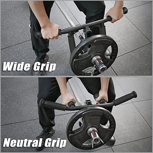 SELEWARE V Bar & T Bar Landmine Handle Attachment for 2" Barbell Bar, Solid Multi-Grip Landmine Handle T Row Attachment with Non-Slip Rubber Handle, Fits 2" Olympic Bars Strength Training Bars - color: Adjustable T Bar W/ Flat Rubber Handle