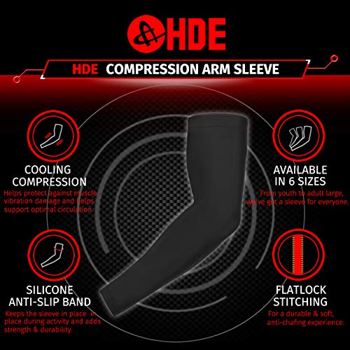 HDE Arm Compression Sleeves for Kids Basketball Shooting Sleeve Youth Sports Cooling Sun Protection Football Baseball 1 Pair - color: Black, size: Youth Small