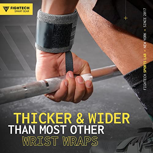 FIGHTECH Wrist Wraps for WeightLifting | 18 inch Professional Grade Lifting Wrist Wraps | Best for Powerlifting Competition, Strength Training, Bodybuilding (Gray, 18 Inch) - color: Gray