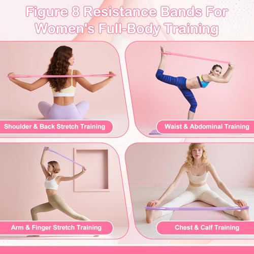 Figure 8 Resistance Band 4 Pack for Arms Back Shoulder Workout | Progressive Figure 8 Resistance System For Arms Back Shoulders, 4 Levels Easy To Strong, Non Slip Handles, TPE Latex Free