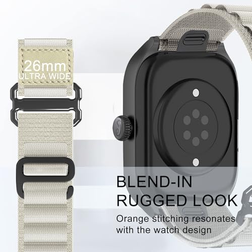 Alpine Loop Nylon Band - Compatible with Apple Watch Ultra 2/Ultra Bands 49mm 45mm 44mm for Men Women, Adjustable with Metal C Hook Strap for iWatch Ultra 2 iWatch Ultra Series 10 46mm SE/9/8/7/6/5 - color: Alpine/Starlight White Black