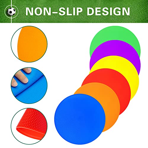 12/24Pcs Poly Spot Markers 4 inch/9 inch Non-Slip Rubber Agility Training Markers Floor Dots Flat Field Cones for Football Basketball Soccer School Exercise Drills Gym Dance Practice 6 Colors - style: 9 inch 24 Pcs (PVC)