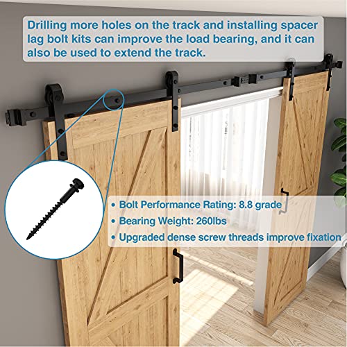 ZEKOO 1-3/8" Barn Door Hardware Spacers with Lag Bolts Wall Anchor, 4 Sets | Heavy Duty Sliding Door Hardware Rail Spacers Replacement for Connecting Track, Carbon Steel Connection Device, Matte Black - size: 1-3/8'' 4-PCS