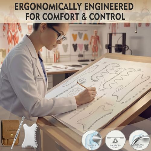 Stainless Steel Gua Sha & Muscle Scraper Tool Set – 2-in-1 Manual Deep Tissue Body Massager with Acupressure Pen – Ergonomic Handheld Tool for Myofascial Release, Trigger Points & Mobility - style: JK2D