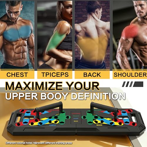 IUT Push Up Board, Portable Home Workout Equipment, All-in-One Fitness Exercise Equipment for Home Gym, Full Body Strength Training Equipment with Pilates Bar, Resistance Bands, Ab Roller for At Home Workout