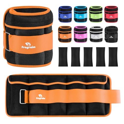 Fragraim Adjustable Ankle Weights 1-3/4/5/6/8/10/12/15/20 LBS Pair with Removable Weight for Jogging, Gymnastics, Aerobics, Physical Therapy - color: Orange, style: 5 lbs each( 10 lbs pair)