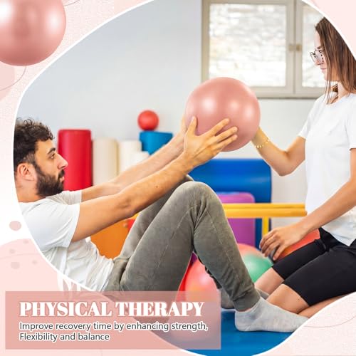 Sotiff 20 Pcs 9 Inch Pilates Ball Bulk Exercise Pilates Ball Mini Yoga Balls Therapy Core for Stability Barre Training Stretching Physical Posture Training Gym Workout with Inflation Tube - color: Champagne