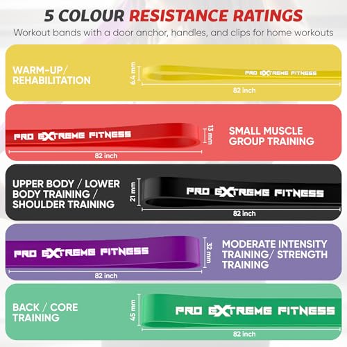 Resistance Pull Up Assist Bands for Workout, Weightlifting, Bodybuilding, Crossfit, Yoga, Pilates, Swimming, Running, Biking
