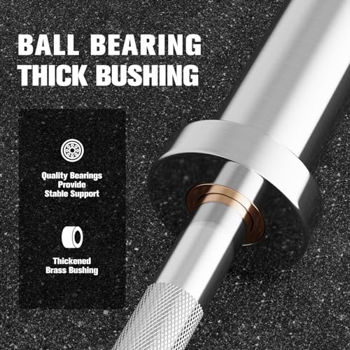 RITFIT Olympic Barbell 4ft/6ft - 2 Inch Weight Bar for Strength Training, Weightlifting, Squat, Deadlift, Bench Press, Curl, Overhead Press - 350lbs/500lbs Capacity - color: Silver, size: 4FT without Collar
