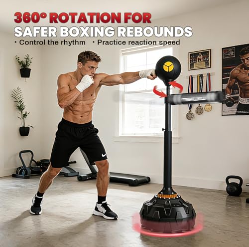 Freestanding Reflex Bag,360° Punching Bag Spinning Bar with Stand,Height Adjustable for Boxing Speed Trainer- for Adults & Teenagers.