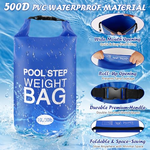 Heavy Duty Pool Ladder Weights 30 lb - 2 Pack Pool Step Sand Bags for Above Ground Pools, Waterproof 500D PVC, Tear-Resistant Pool Stair Stabilizer to Prevent Floating, Blue - color: Blue, size: 30 lb