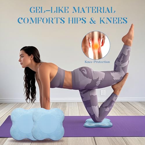 2 Packs Yoga Knee & Elbow Cushions - Extra Thick Foam for Knees, Elbows, Wrists, Hands & Head - Pilates & Kneeling Pads - Support Foam Pads for Women & Men - color: 4pcs- Blue + Black