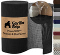 GORILLA GRIP powerGRIP Drawer Shelf and Cabinet Liner, Thick Strong Hold, Non-Adhesive Liners Protect Kitchen Cabinets and Cupboard, Bathroom Drawers, Easy Install, Breathable Mat, 12" x10', Black - color: Black, size: 12" X 10', style: 12" x 10'