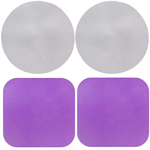 Jiozermi 4pcs Rubber Jar Opener Gripper Pads, Purple and Grey | Anti-Slip, Multi-Purpose, Kitchen Coasters, Bottle Lid Openers - color: Round Grey+Square Purple