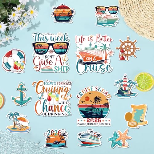 Wxiben 15 Pcs Retro Nautical Cruise Ship Door Magnets Decorations Magnetic | 2026 Sea Navigation Magnet Stickers, Strong Magnet Grip, Firm Sticking, for Carnival, Party, Fridge, Stateroom Cabin Door - style: Nautical