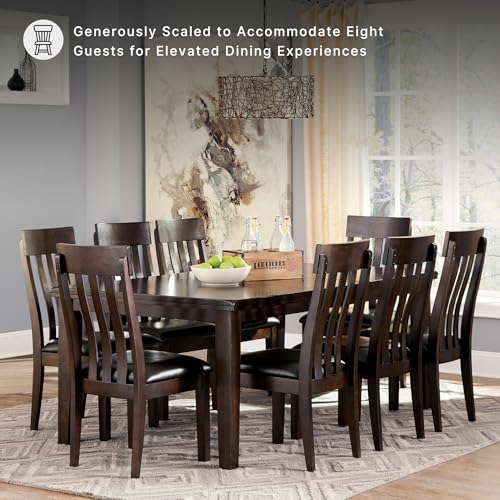 Signature Design by Ashley Haddigan Dining Room Extension Table, Dark Brown | Veneers, wood and engineered wood, Farmhouse style wood dining table, Self-storing 18-inch butterfly leaf, Kitchen table - color: Dark Brown, style: Farmhouse