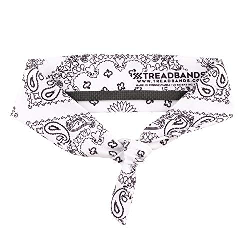 TreadBands Men's Performance Non-Slip Headbands - color: White Bandana