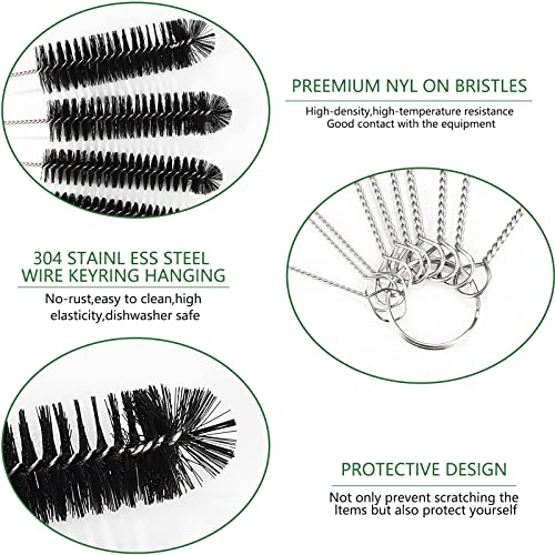 CiaraQ Bottle Cleaning Brushes, 9.8 Inch Nylon Tube Brush Set | Black Cleaner for Narrow Neck Bottles Cups with Hook, Set of 10pcs - color: Black, size: 9.8 Inch (10pcs)