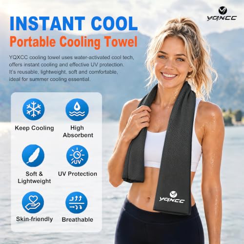 YQXCC 4 Pack Cooling Towels 40"x12", Cold Cool for Neck & Face | Cooling Neck Wraps, Soft Breathable Microfiber Chilly Towels, Ideal for Gym, Yoga, Golf, Running, Camping & Hot Weather - color: Purple*2 + Green*2