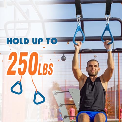 LadyRosian Trapeze Bar Swing Monkey Bars Hanging Ninja Rings Warrior Slackline Obstacle Course Kits for Kid Playground Equipment Accessories (Blue) - color: Blue