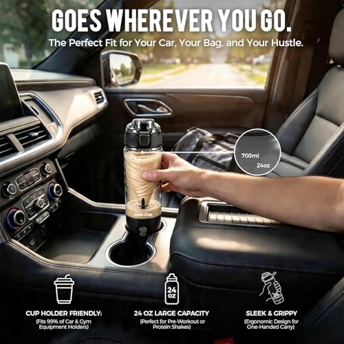 FANS-ONE Electric Protein Shaker Bottle – No Clumps, Smooth Every Time |USB-C Rechargeable Vortex Mixer | Leakproof Double-Lock Lid| 24oz BPA-Free Tritan| Blender For Protein Shakes & Meal Replacement