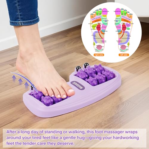 Meifuly Double Foot Massage Roller for Plantar Fasciitis, Portable Dual Foot Roller Tool for Home Use(Purple) - color: Purple