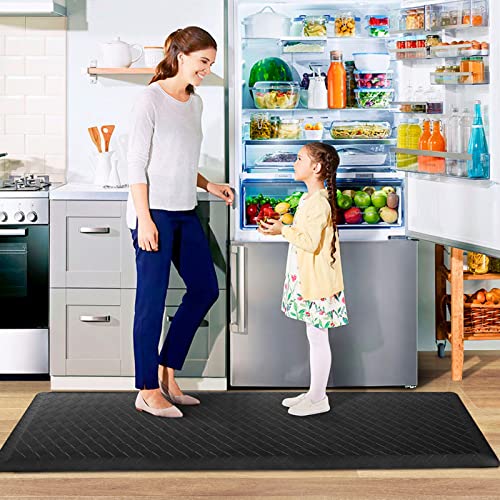 HappyTrends Kitchen Floor Mat - 4/5 Inch Thick Anti-Fatigue Kitchen Rug,Waterproof Non-Slip Kitchen Mats and Rugs Heavy Duty Ergonomic Comfort Rug for Kitchen,Office,Sink - color: Black, size: 60"L x 17.3"W x 0.8"Th