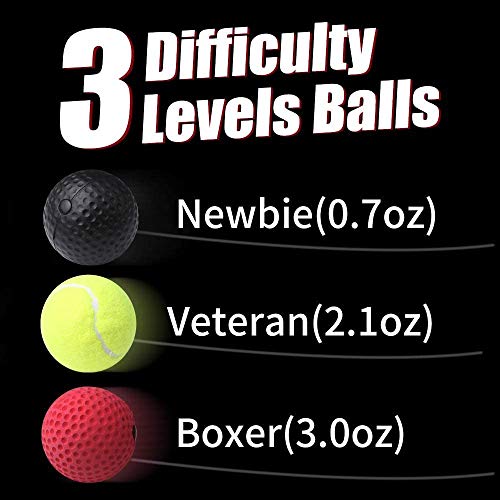 TOCO FREIDO Double End Punching Ball, Speed Bag with Difficulty Levels Boxing Reflex Ball with Headband, Perfect for Reaction, Agility, and Hand Eye Coordination Training - color: 3 reflex ball