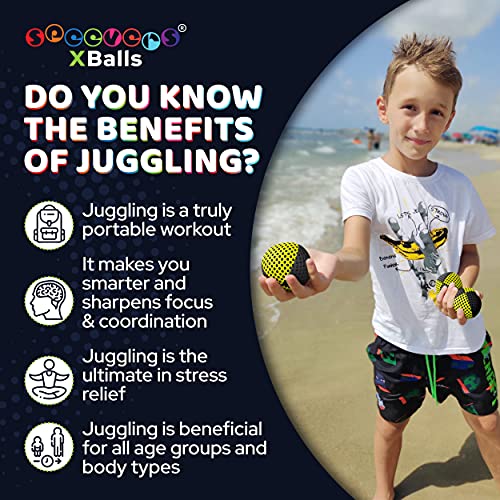 speevers Juggling Balls for Beginners and Professionals Set of 3, 14 Colors Available, 2 Layers of Net and Carry Case, Xballs Juggling Balls (Black - Yellow, 4.2 oz) - color: Black - Yellow, size: 4.2 oz