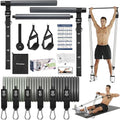 Upgraded Pilates Bar Kit with Resistance Bands Natural Latex for Women & Men, Heavy-Duty Stainless Steel Multifunctional Yoga Pilates Stick for Home Gym Exercise Fitness Equipment Full-Body Workouts - color: Blue Grey