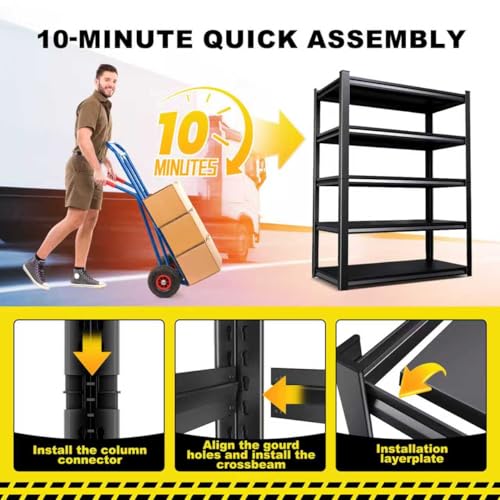 71" Hx35 Wx16 DMetal Garage Shelving-2500LBS 5 Tier Storage Shelves,Adjustable Heavy Duty Shelving Unit and Storage Large Rack,Utility Steel Shelf for Shop Warehouse Industrial Pantry Basement - size: Metal/35"Wx16"Dx71.2"H