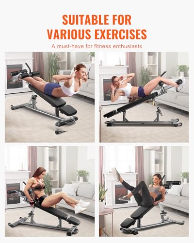 VEVOR Sit Up Bench, Folding Curved Decline Ab Bench, with 5 Adjustable Height Settings, Heavy-Duty Steel, Non-Slip Design, 500 Lbs Capacity for Home Gym Workouts, Strength Training, Full Body Muscles - size: Ab Bench/1000lbs