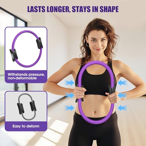 ROSAPOAR Pilates Essentials Kit for Women, Pilates Ring Set - 14" Magic Circle with Yoga Ball & Resistance Bands – Pilates Kit for Home Workouts, Toning & Core Sculpting Pilates Equipment - color: Purple