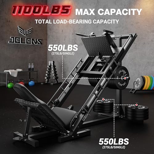 JELENS Leg Press Hack Squat Machine, Leg Machine for Home Gym with Linear Bearing, L11 Professional Adjustable Leg Exercise Machine, Lower Body Workout - color: Black, size: 190LB Colored Weights Package