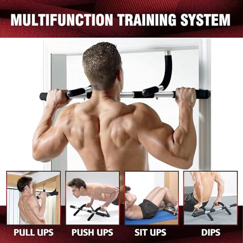 Pull Up Bar for Doorway, Upgrade Chin up Bar for Doorway Without Screws, Portable Strength Training Door Frame Pull-up Bars, Door Workout Bar with Foam Grips for Home - color: Silver