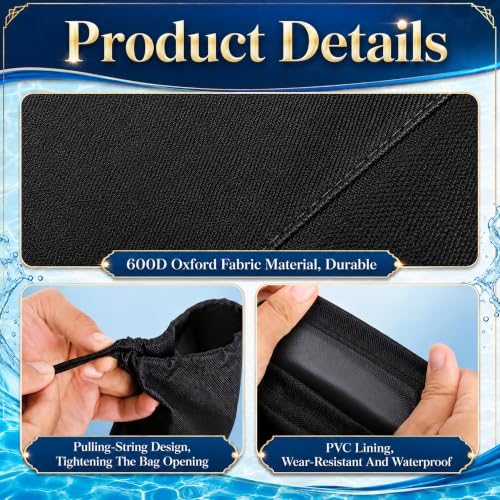 6 Pcs 8 Ft Pool Safety Covers Winter Weights Tube, 600D Oxford Pool Cover Weights Sand Bag with Drawstring, Inground Pools Side Weights Tubes for Winter Covers Protection Supplies