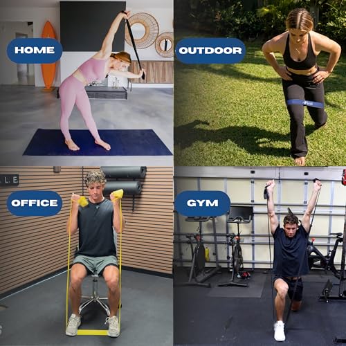 Resistance Bands – Exercise & Loop Stretch Bands for Working Out, Physical Therapy & Home Gym – 100% Natural Latex, Free Workout Videos – Co-Owned by Caroline Marks