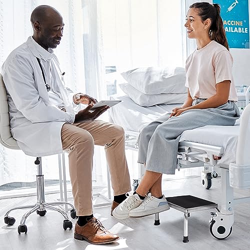Vaunn Medical Foot Step Stool 350lbs Heavy-Duty Welded Steel Legs, Fully Welded Single Construction Frame, Anti-Skid Rubber Platform - color: Chrome Without Handle