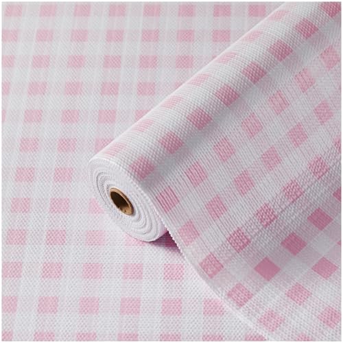 Drawer and Shelf Liner, Non-Slip Kitchen Cabinet Liners Non-Adhesive Thick Strong Grip Waterproof Washable Mats Protect Dresser Shelves Cupboard Bathroom Cabinets, Pink Plaid, 12 in X 10 FT - color: Pink Plaid, size: 11.8"W x 118"L