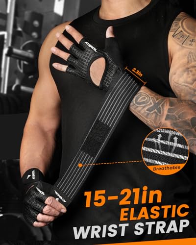 ATERCEL Gym Gloves for Men with Wrist Support, for Workout Weight Lifting | High-Elastic & Breathable | For Men & Women | Exercise & Fitness Ready - size: Large