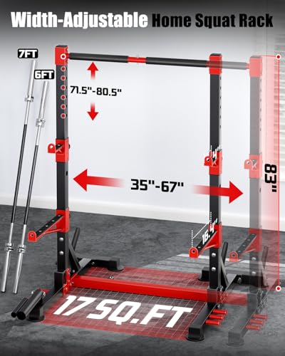 YOLEO Smith Machine & Squat Rack Combo, Multi-Functional Power Racks with Adjustable Width & Pull-Up Bar, Cable Crossover Power Cage, Independent Dual-Pulley System for Home Gym Garage Basement - style: Extended Squat Rack