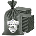 Heavy Duty Sand Bags Pack of 24, Army Green Empty Sandbags with Built-In Ties, Woven Polypropylene UV Protection 1600 Hours, Fillable Bags for Flood Control, Weight, 12x20 inches, 25 Pounds Volume - size: 12"W x 20"L, style: Pack of 24